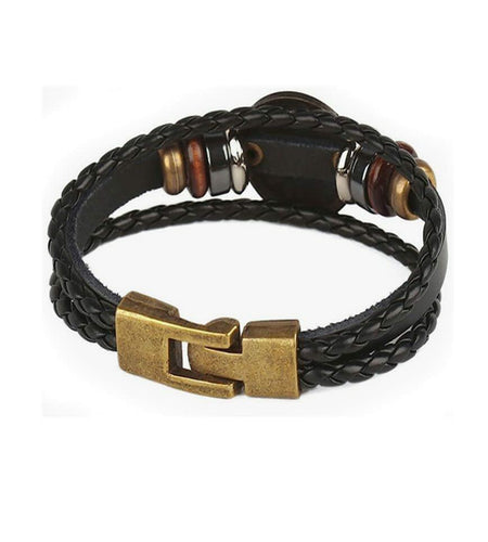 vmcoatdu Zodiac Cancer Alloy Leather Braided Rope Bracelet 8.8in Wrist
