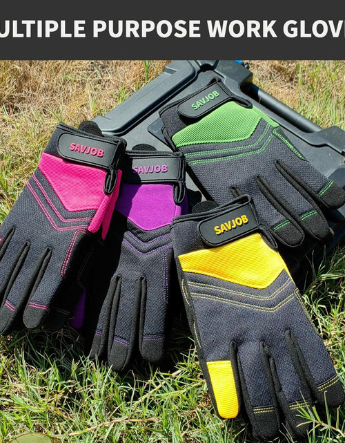Load image into Gallery viewer, SAVJOB Synthetic Leather Work Gloves Touchscreen Yard Garden Green Small
