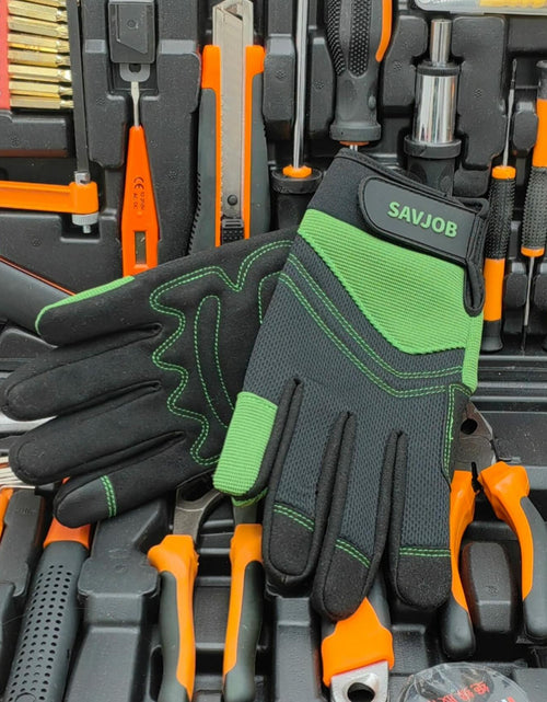 Load image into Gallery viewer, SAVJOB Synthetic Leather Work Gloves Touchscreen Yard Garden Green Small
