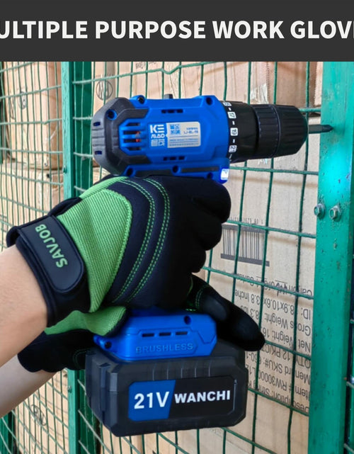 Load image into Gallery viewer, SAVJOB Synthetic Leather Work Gloves Touchscreen Yard Garden Green Small
