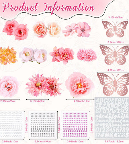 Kimkusia 2025 Graduation Cap Decorations Kit Pink Letters Flowers Topper