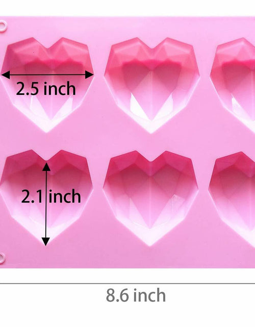 Load image into Gallery viewer, fine life 2 Pcs 3D Diamond Heart Silicone Mold 6 Cavities Mold-B Color
