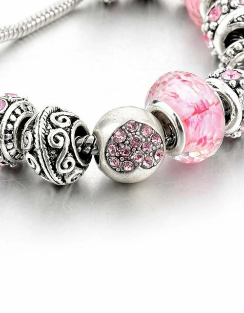 Load image into Gallery viewer, Sowist Capital Charms Silver Plated Pink Hearts Charm Bracelet Set 7.5+1.5"
