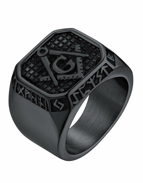Load image into Gallery viewer, FaithHeart Men's Biker Ring Norse Runes Jewelry Gift for Boyfriend Size 11
