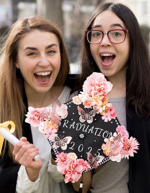 Load image into Gallery viewer, Kimkusia 2025 Graduation Cap Decorations Kit Pink Letters Flowers Topper
