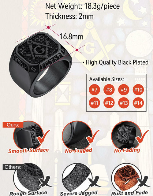 Load image into Gallery viewer, FaithHeart Men's Biker Ring Norse Runes Jewelry Gift for Boyfriend Size 11
