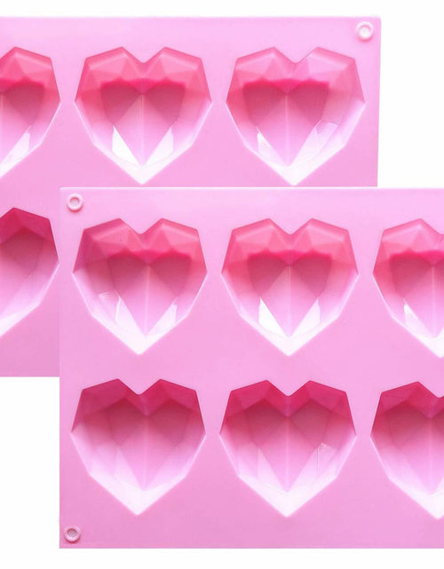 Load image into Gallery viewer, fine life 2 Pcs 3D Diamond Heart Silicone Mold 6 Cavities Mold-B Color
