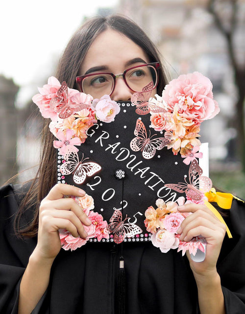 Load image into Gallery viewer, Kimkusia 2025 Graduation Cap Decorations Kit Pink Letters Flowers Topper
