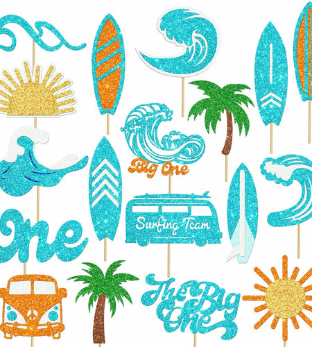 C L cooper life 18pcs Blue Glitter Surfing Centerpiece Sticks Foil Decor