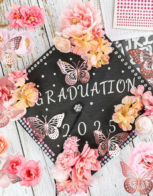 Load image into Gallery viewer, Kimkusia 2025 Graduation Cap Decorations Kit Pink Letters Flowers Topper
