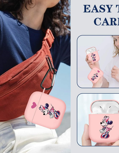 Load image into Gallery viewer, Jowhep Airpod Case 1st &amp; 2nd Gen Pink Cute Cartoon TPU Keychain Shy Mini
