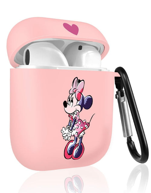 Load image into Gallery viewer, Jowhep Airpod Case 1st &amp; 2nd Gen Pink Cute Cartoon TPU Keychain Shy Mini
