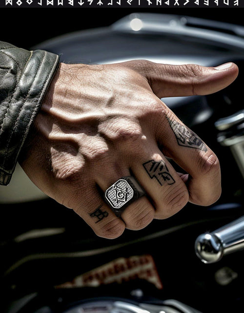 Load image into Gallery viewer, FaithHeart Men's Biker Ring Norse Runes Jewelry Gift for Boyfriend Size 11
