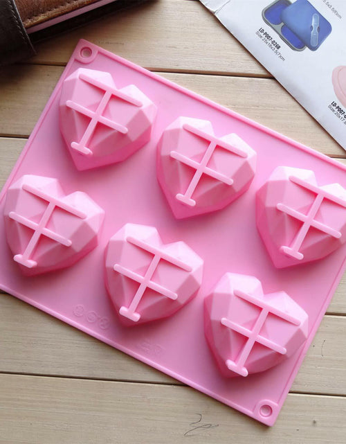 Load image into Gallery viewer, fine life 2 Pcs 3D Diamond Heart Silicone Mold 6 Cavities Mold-B Color

