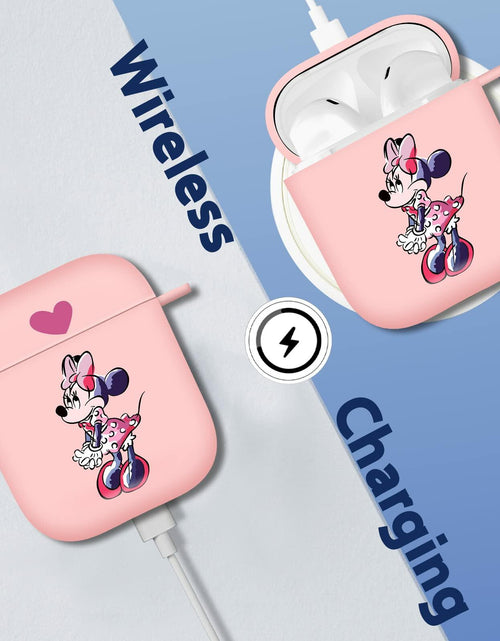 Load image into Gallery viewer, Jowhep Airpod Case 1st &amp; 2nd Gen Pink Cute Cartoon TPU Keychain Shy Mini
