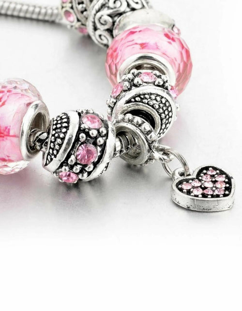 Load image into Gallery viewer, Sowist Capital Charms Silver Plated Pink Hearts Charm Bracelet Set 7.5+1.5"
