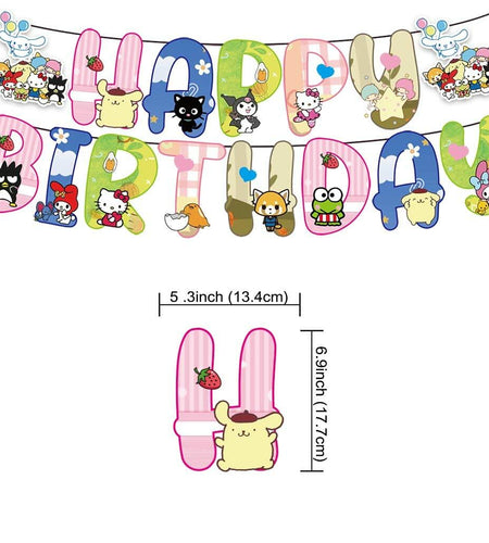 CcHLjh Kawaii Cat Birthday Party Supplies Banner & 8 Orange Hanging Swirls