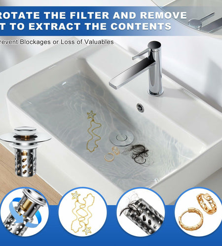 Ideandrain Bathroom Sink Stopper Drain Strainer Brass Pop Up 1.1-1.45 Inch