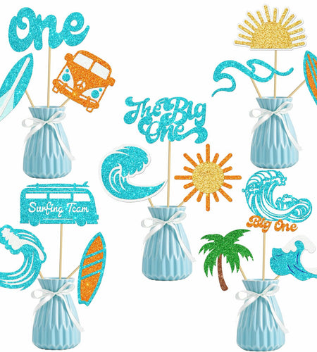 C L cooper life 18pcs Blue Glitter Surfing Centerpiece Sticks Foil Decor