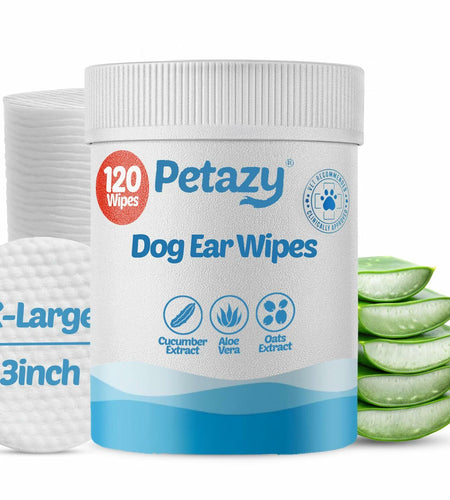 BestBy06/27 Petazy Dog Ear Wipes Unscented Natural Soothing 120 XL Pcs