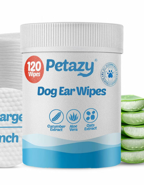 Load image into Gallery viewer, BestBy06/27 Petazy Dog Ear Wipes Unscented Natural Soothing 120 XL Pcs
