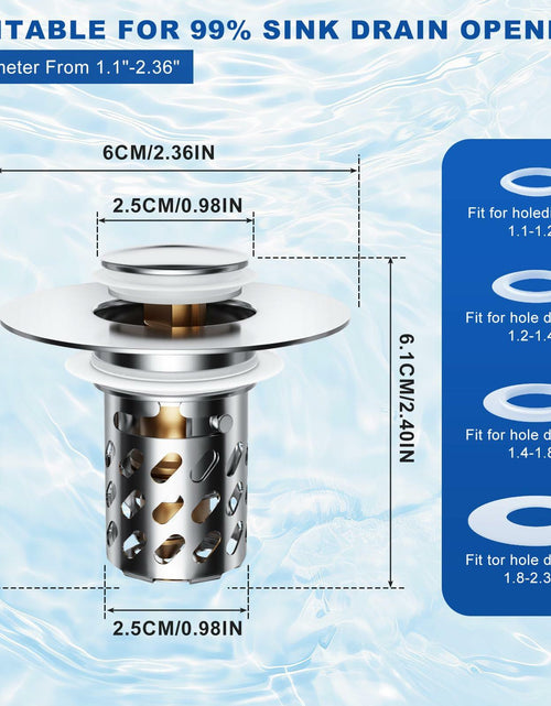 Load image into Gallery viewer, Ideandrain Bathroom Sink Stopper Drain Strainer Brass Pop Up 1.1-1.45 Inch
