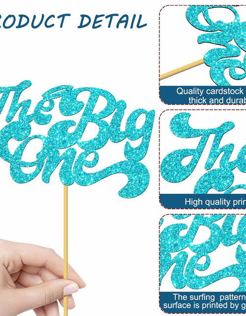 Load image into Gallery viewer, C L cooper life 18pcs Blue Glitter Surfing Centerpiece Sticks Foil Decor
