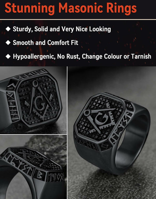 Load image into Gallery viewer, FaithHeart Men's Biker Ring Norse Runes Jewelry Gift for Boyfriend Size 11
