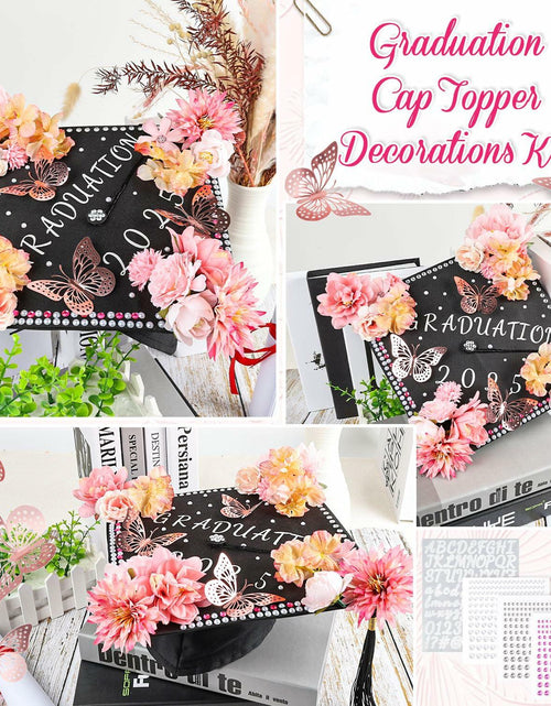 Load image into Gallery viewer, Kimkusia 2025 Graduation Cap Decorations Kit Pink Letters Flowers Topper
