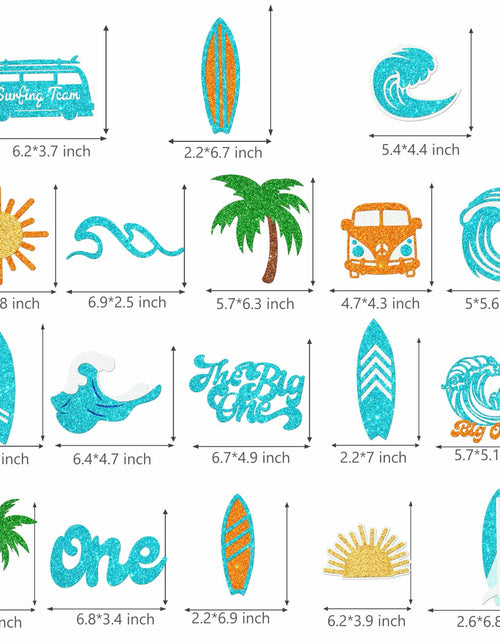 Load image into Gallery viewer, C L cooper life 18pcs Blue Glitter Surfing Centerpiece Sticks Foil Decor
