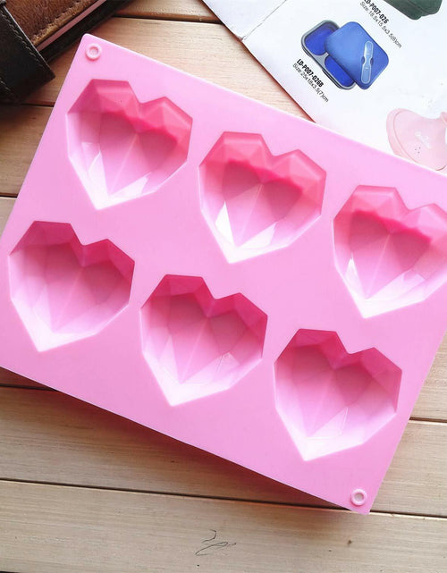 Load image into Gallery viewer, fine life 2 Pcs 3D Diamond Heart Silicone Mold 6 Cavities Mold-B Color

