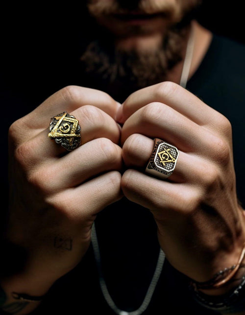 Load image into Gallery viewer, FaithHeart Men's Biker Ring Norse Runes Jewelry Gift for Boyfriend Size 11
