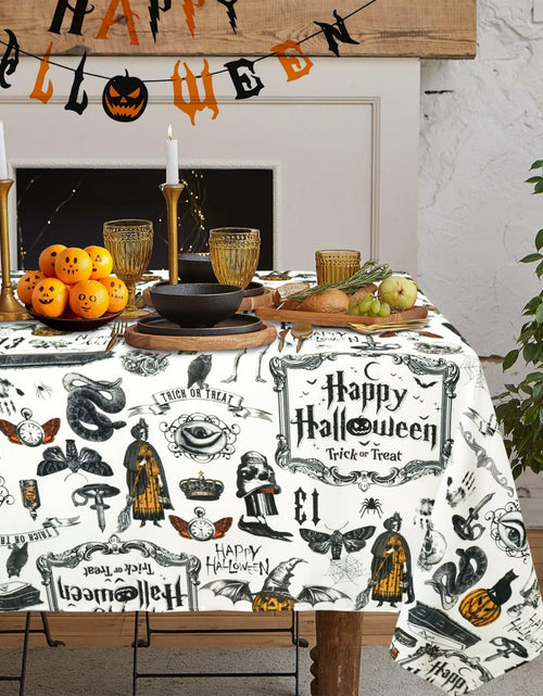 Load image into Gallery viewer, aoselan Halloween Waterproof Tablecloth Skeleton Spider Web 60x102 Inch
