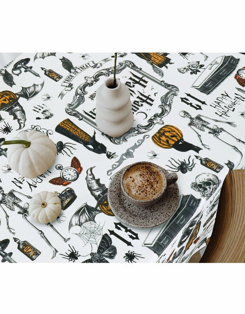 Load image into Gallery viewer, aoselan Halloween Waterproof Tablecloth Skeleton Spider Web 60x102 Inch
