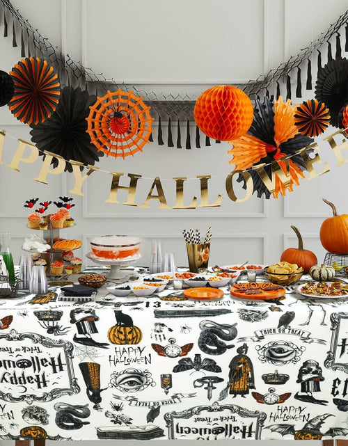 Load image into Gallery viewer, aoselan Halloween Waterproof Tablecloth Skeleton Spider Web 60x102 Inch
