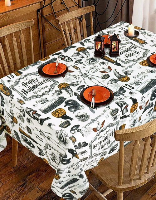Load image into Gallery viewer, aoselan Halloween Waterproof Tablecloth Skeleton Spider Web 60x102 Inch
