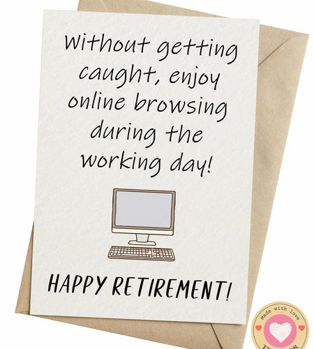 TRIDECOR Funny Retirement Card 5x7 inch Folded Vintage Letter Print w/Envelope