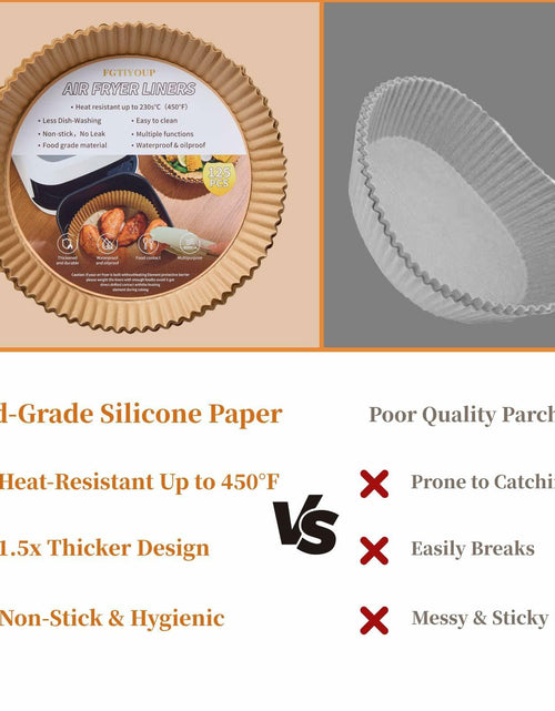 Load image into Gallery viewer, FGTIYOUP 125 Pcs 7.9 Inch Round Air Fryer Liners Silicone Paper Thickened
