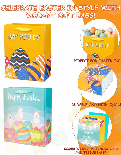 Load image into Gallery viewer, Ranfashiong 2Pcs 12.6" Easter Gift Bags Yellow Green Rabbit Eggs
