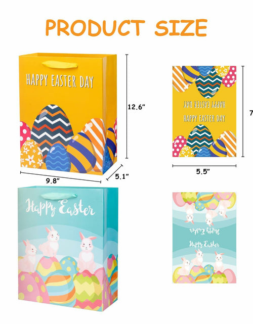Load image into Gallery viewer, Ranfashiong 2Pcs 12.6" Easter Gift Bags Yellow Green Rabbit Eggs
