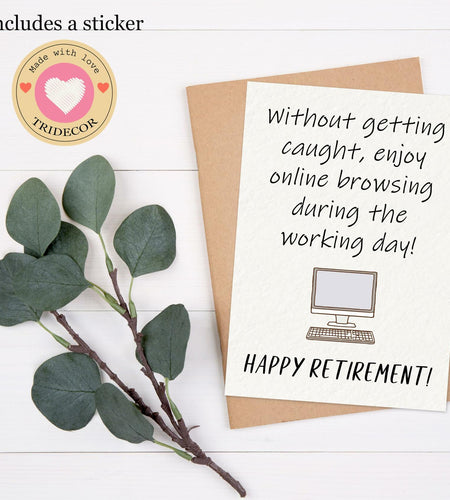 TRIDECOR Funny Retirement Card 5x7 inch Folded Vintage Letter Print w/Envelope