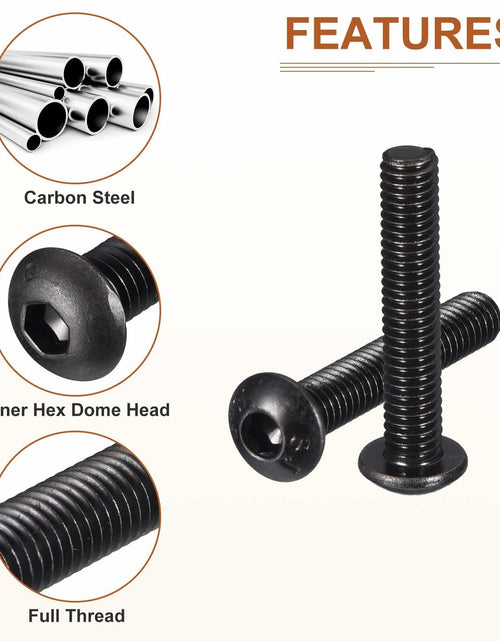 Load image into Gallery viewer, DTGN M4-0.7x25mm Button Head Socket Cap Screws 50pcs Black Carbon Steel Hex
