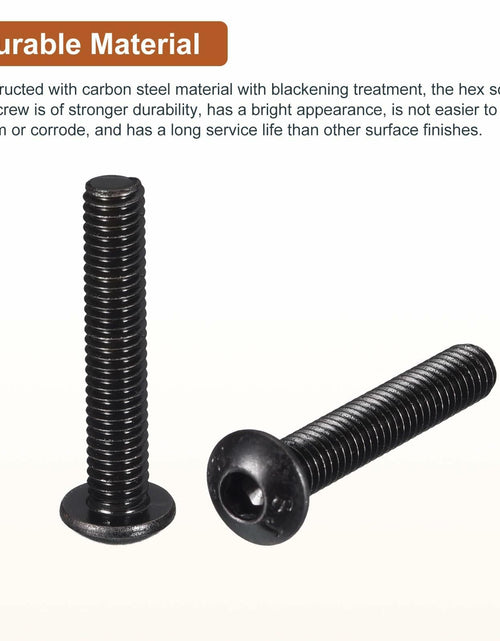 Load image into Gallery viewer, DTGN M4-0.7x25mm Button Head Socket Cap Screws 50pcs Black Carbon Steel Hex
