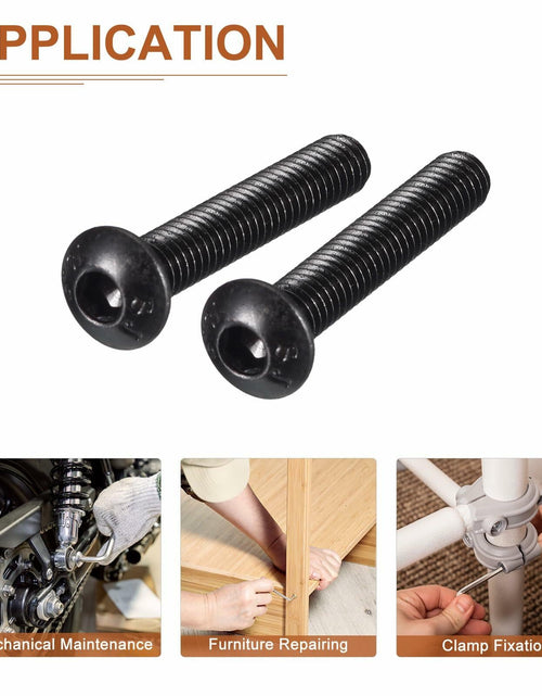 Load image into Gallery viewer, DTGN M4-0.7x25mm Button Head Socket Cap Screws 50pcs Black Carbon Steel Hex
