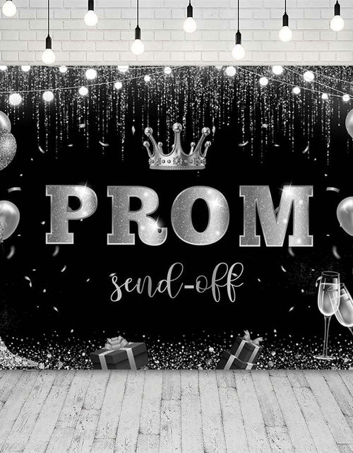 Load image into Gallery viewer, AIBIIN 7x5ft Black Silver Prom Send Off Backdrop Banner Graduation 2025
