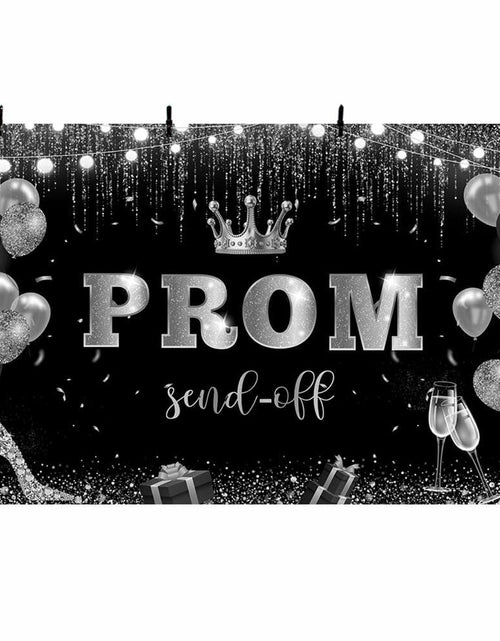 Load image into Gallery viewer, AIBIIN 7x5ft Black Silver Prom Send Off Backdrop Banner Graduation 2025
