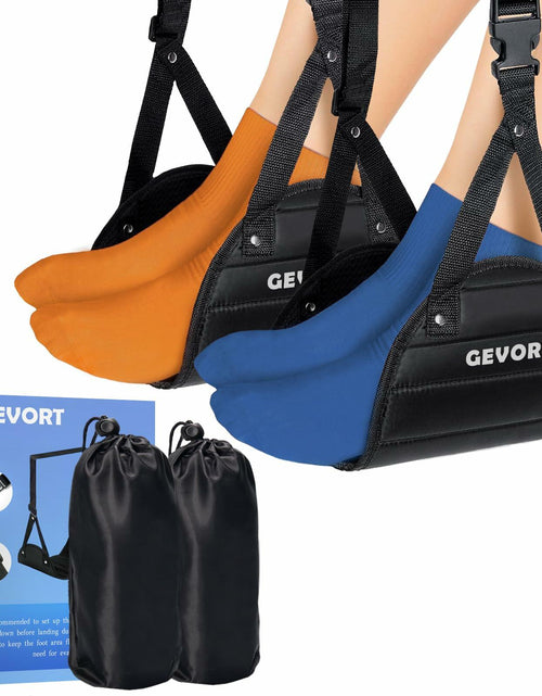 Load image into Gallery viewer, GEVORT Airplane Foot Hammock Travel Footrest Adjustable Portable Black
