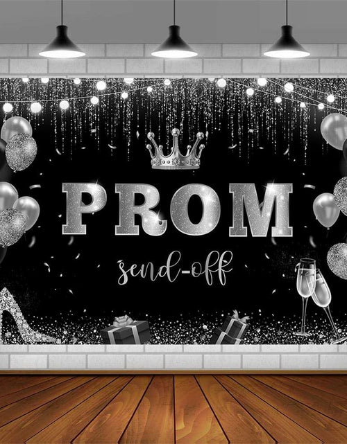 Load image into Gallery viewer, AIBIIN 7x5ft Black Silver Prom Send Off Backdrop Banner Graduation 2025
