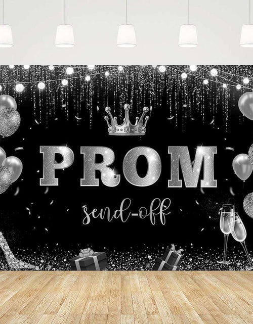 Load image into Gallery viewer, AIBIIN 7x5ft Black Silver Prom Send Off Backdrop Banner Graduation 2025
