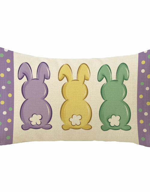 Load image into Gallery viewer, Fahrendom Easter Peeps Bunny Lumbar Pillow Case12x20 Purple Rabbit Cotton Linen
